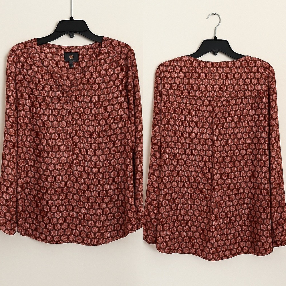 JM Collection Women XXL Shirt Top Roll‎ Tab Sleeve Chic Boho Office READ